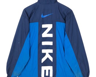 Vintage 90s Nike Swoosh Windbreaker Jacket Zip Up Spell Out Big Logo Nylon Light Jacket Streetwear Sportswear Size L