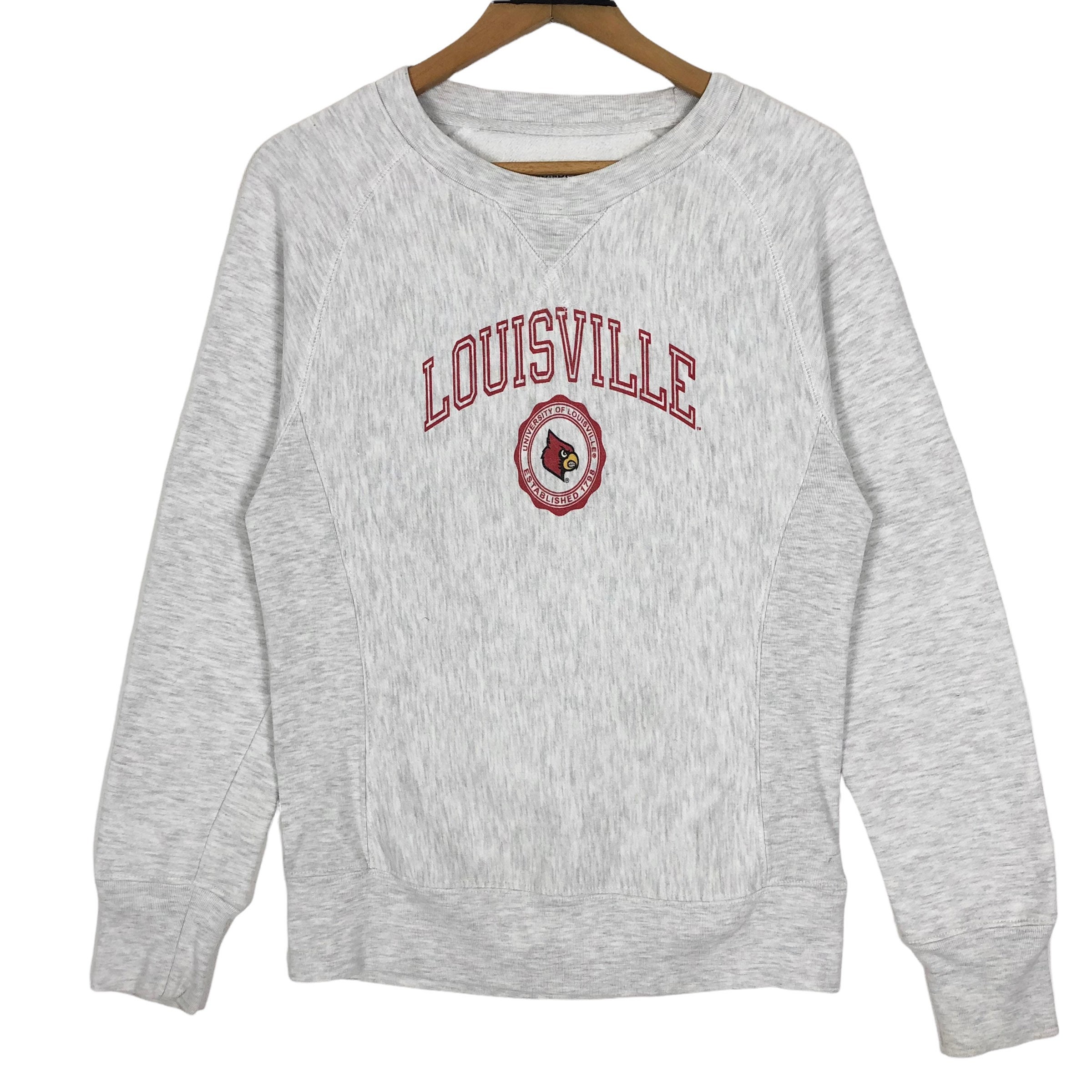 Women's White Louisville Cardinals Vintage Days Perfect Pullover Sweatshirt  