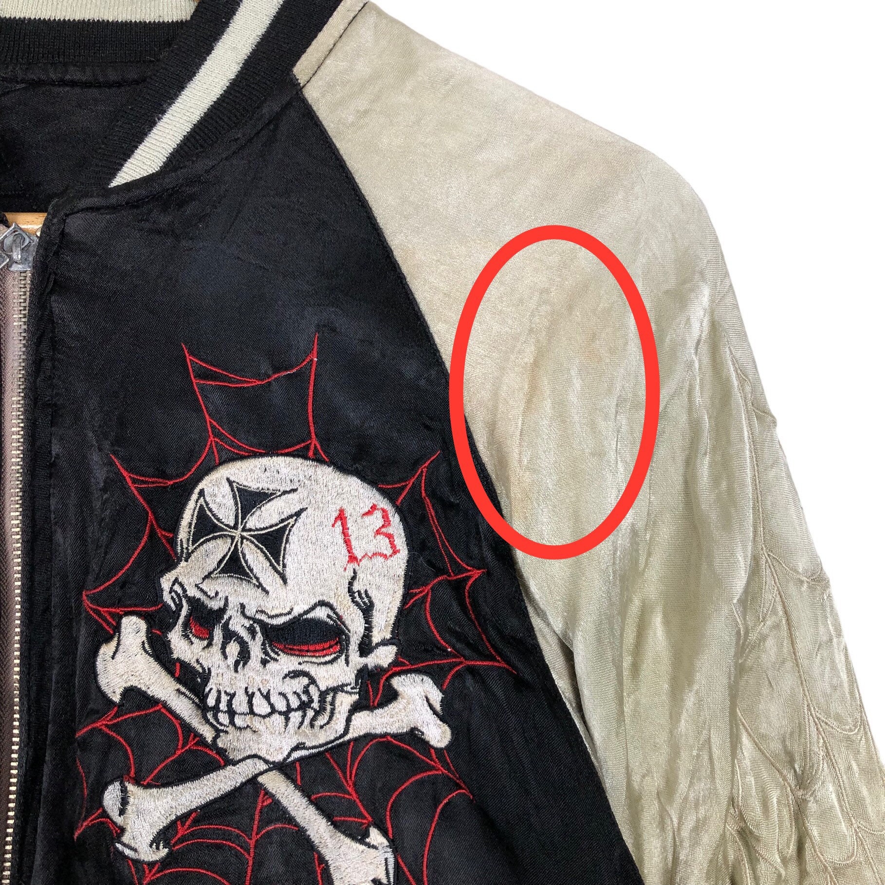 Vintage Lucky 13 Sukajan Jacket: Reversible Rayon Embroidered