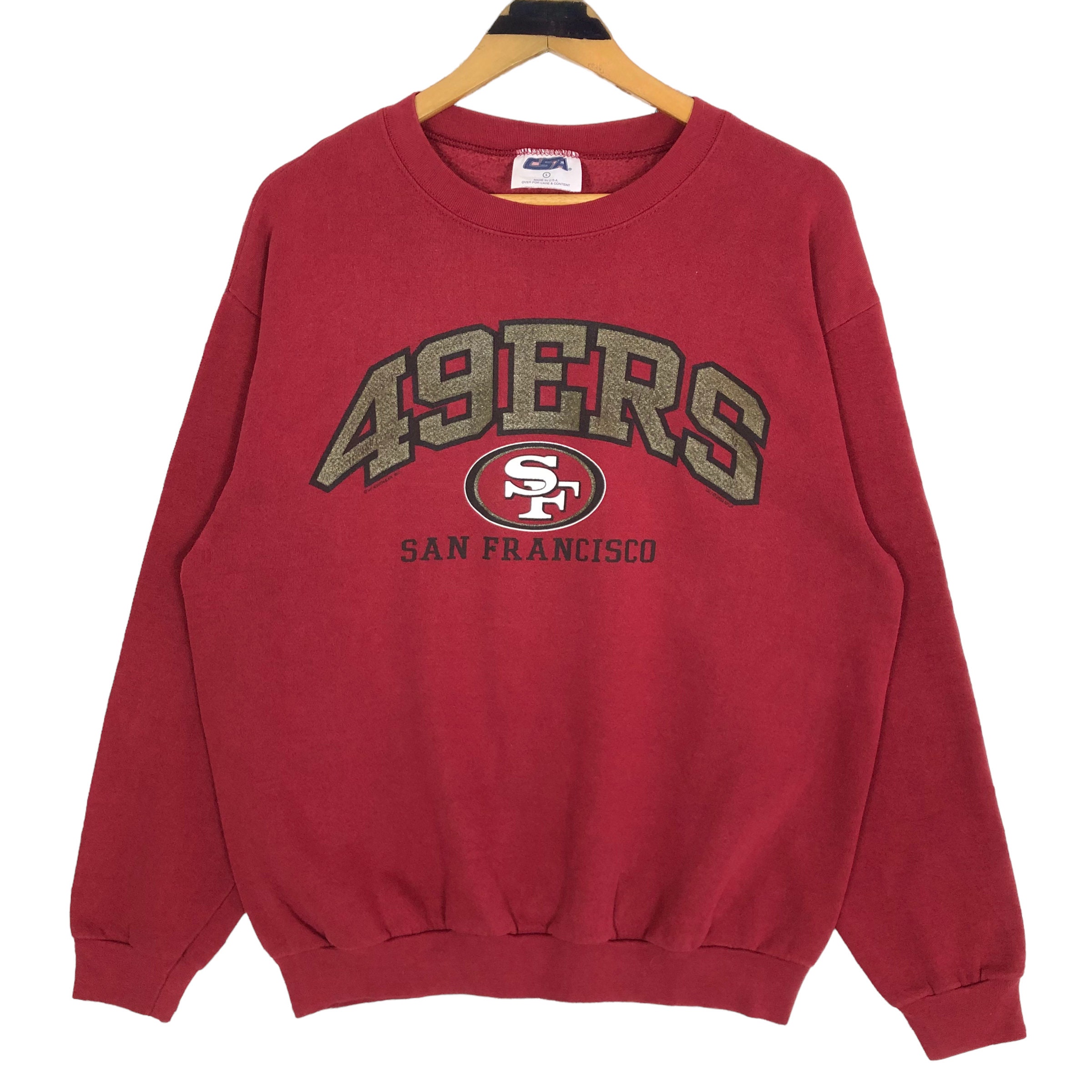 ✅️ USA製 NUTMEG アメフト 49ERS スウェット M トレーナー Vintage 2000s NFL 49ers Crewneck Sweatshirt - Nutmeg Mills Big