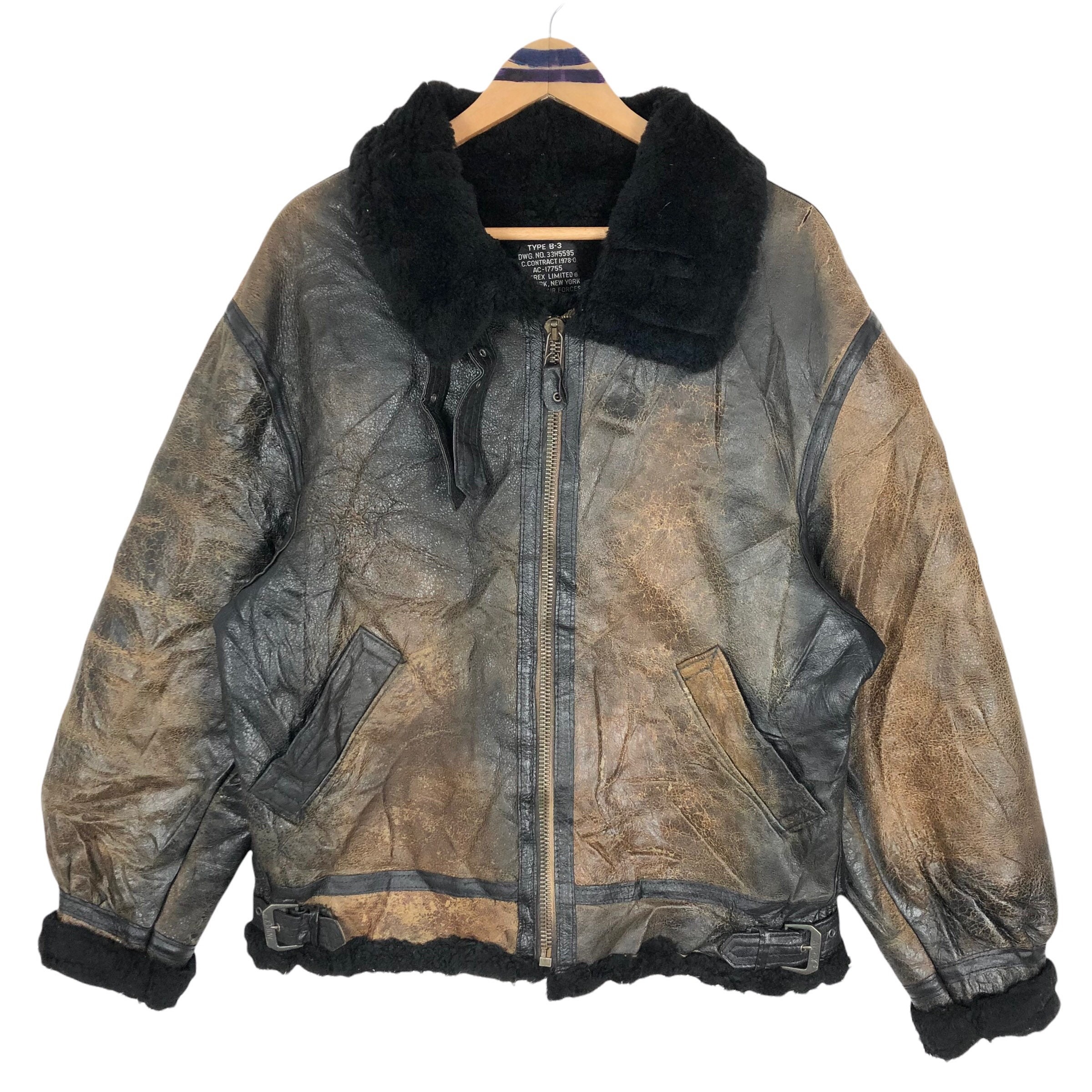 Vintage 80s US Air Force Type B-3 Sheepskin Leather Bomber Jacket