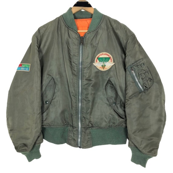 Vintage 80s Alpha Industries MA-1 Bomber Jacket Full Zip Flight