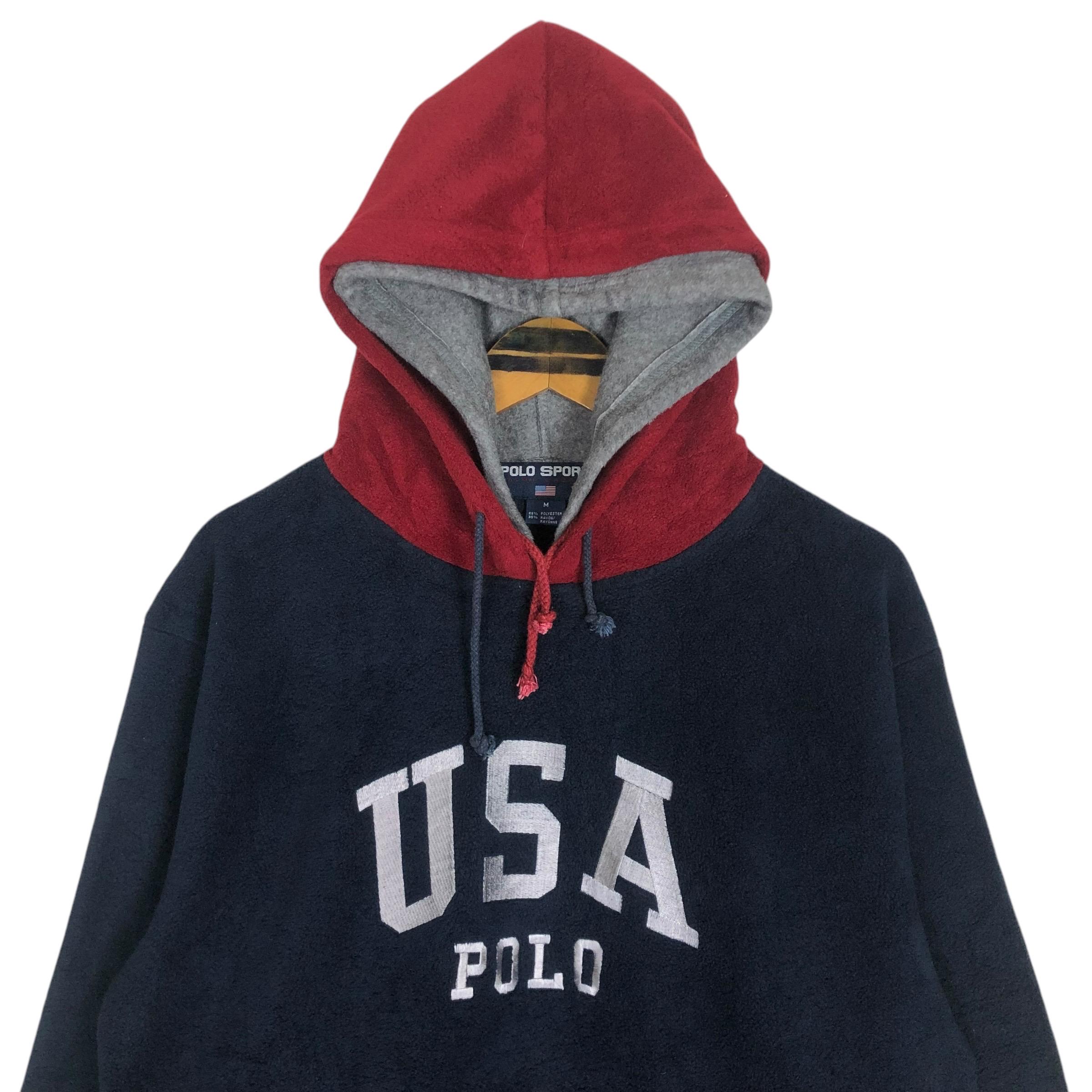 Vintage 90s Polo Sport Ralph Lauren Fleece Hoodie Sweater Pullover