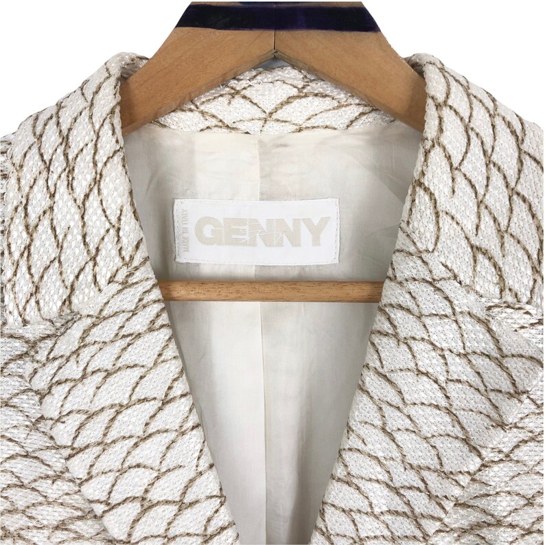 Genny Viscose Blazer Fish Scale Pattern Single Breasted Two Etsy