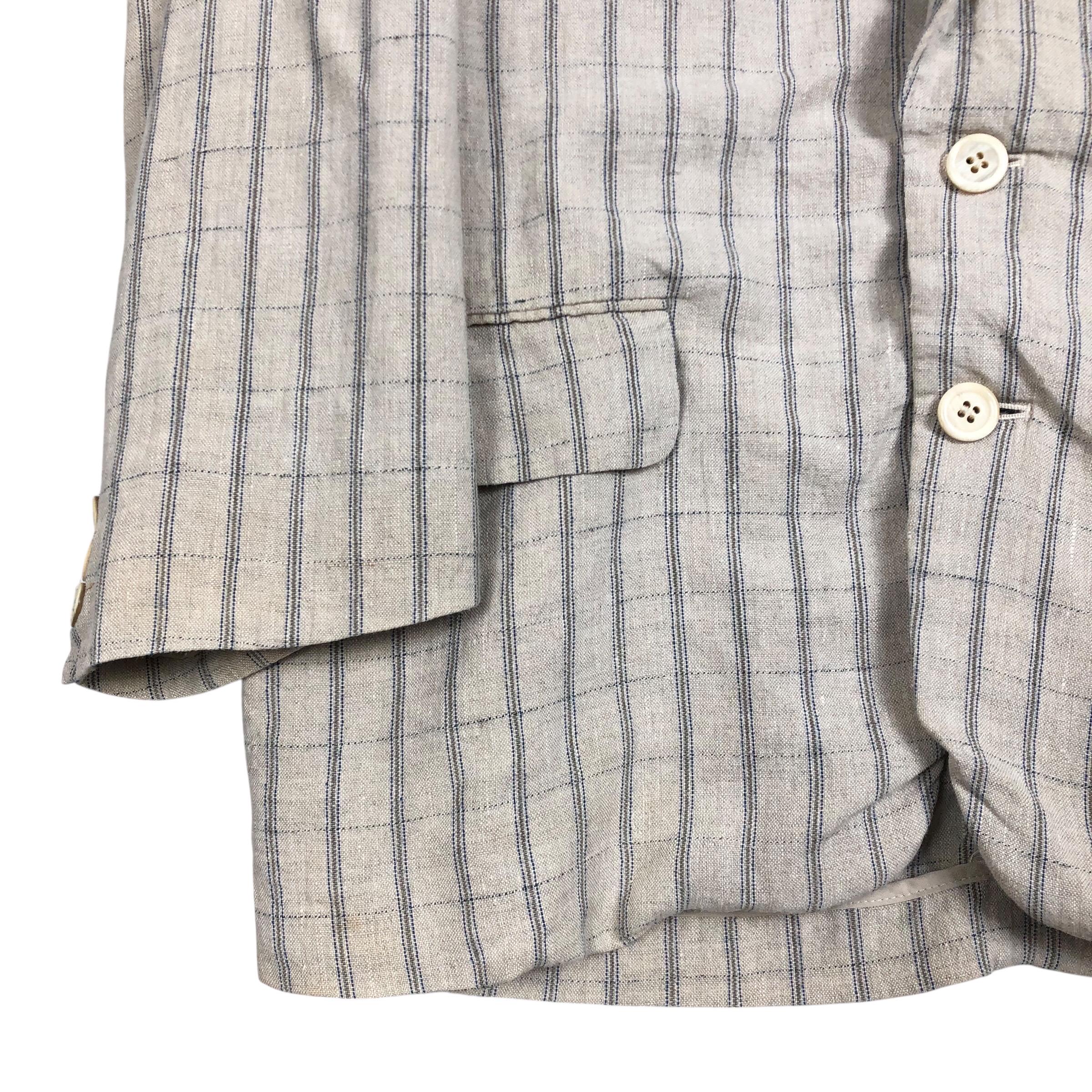 Vintage Comme Des Garcons Homme S/S 1991 Linen Plaid Blazer Light 