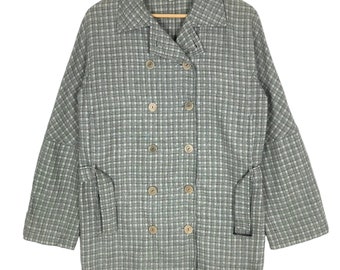Vintage Mariot Chanet Paris Wool Plaid Peacoat - 90s French Designer
