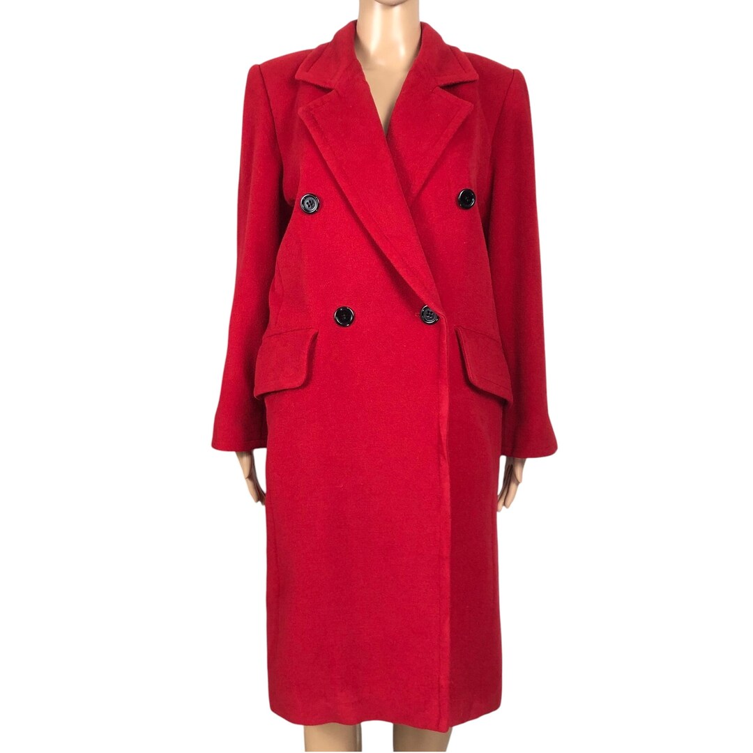 Vintage 90s Yves Saint Laurent Red Wool Trench Coat - Size M - Etsy