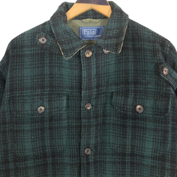 Vintage 90s Polo Ralph Lauren Plaid Wool Barn Coat Button up Plaid