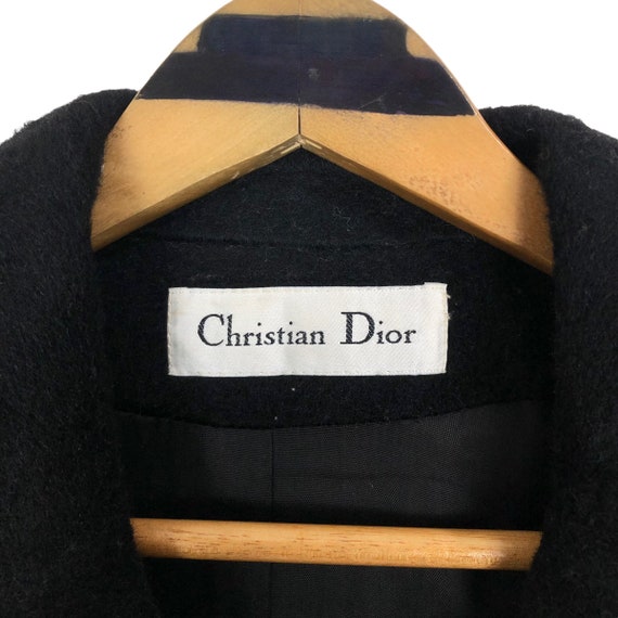 Vintage 90s Christian Dior Wool Trench Coat Lambs… - image 7