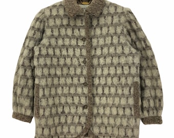 Louis Feraud Fur Jacket Button French Designer Luxury Wool Size 9