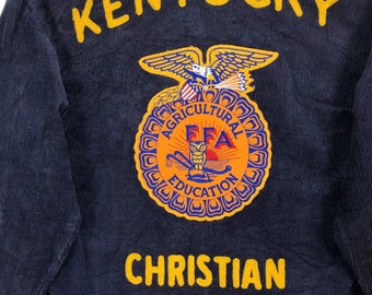 Vintage 80s FFA Corduroy Jacket National FFA Kentucky Christian