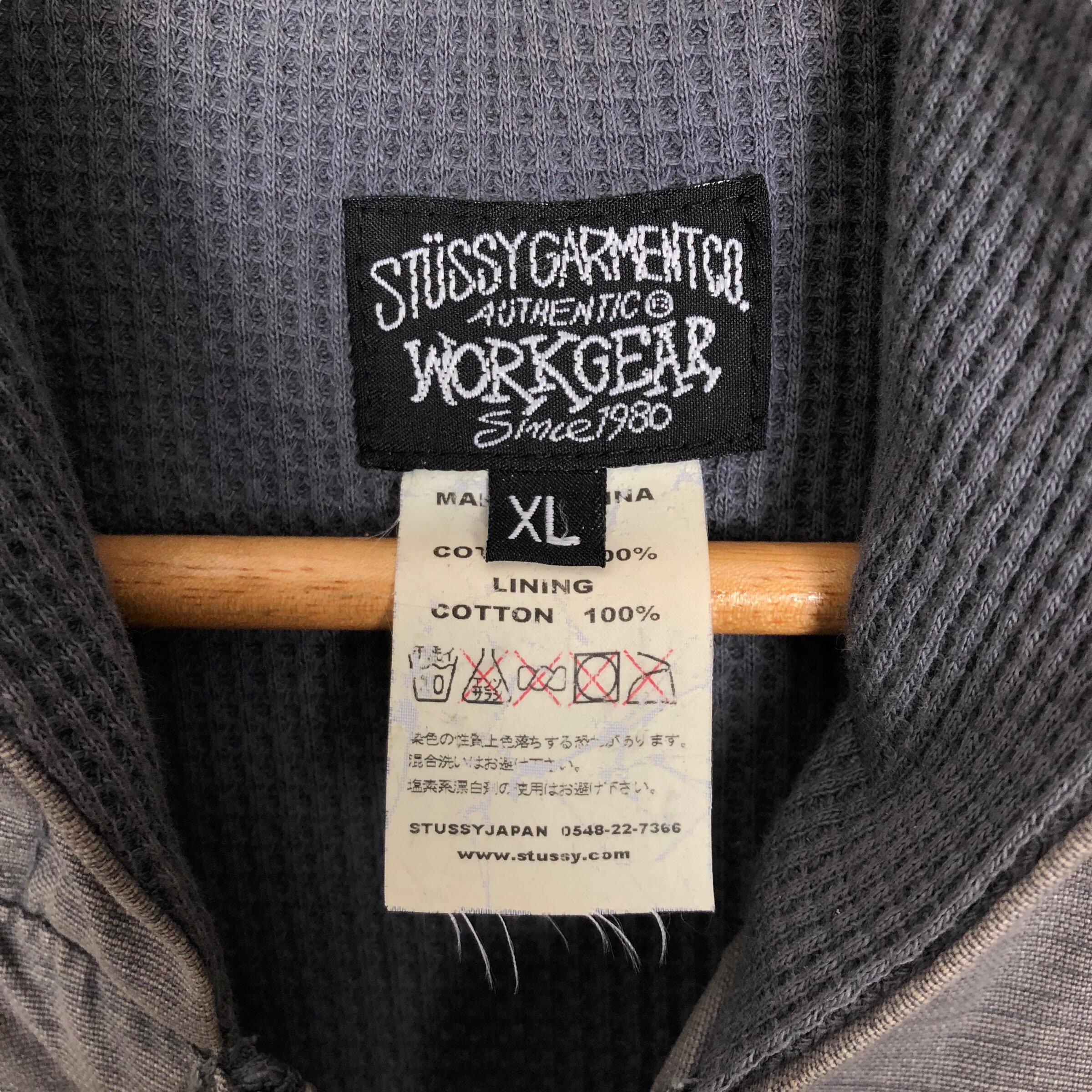 Vintage Stussy Garment Workgear Worker Jacket Hoodie Workwear