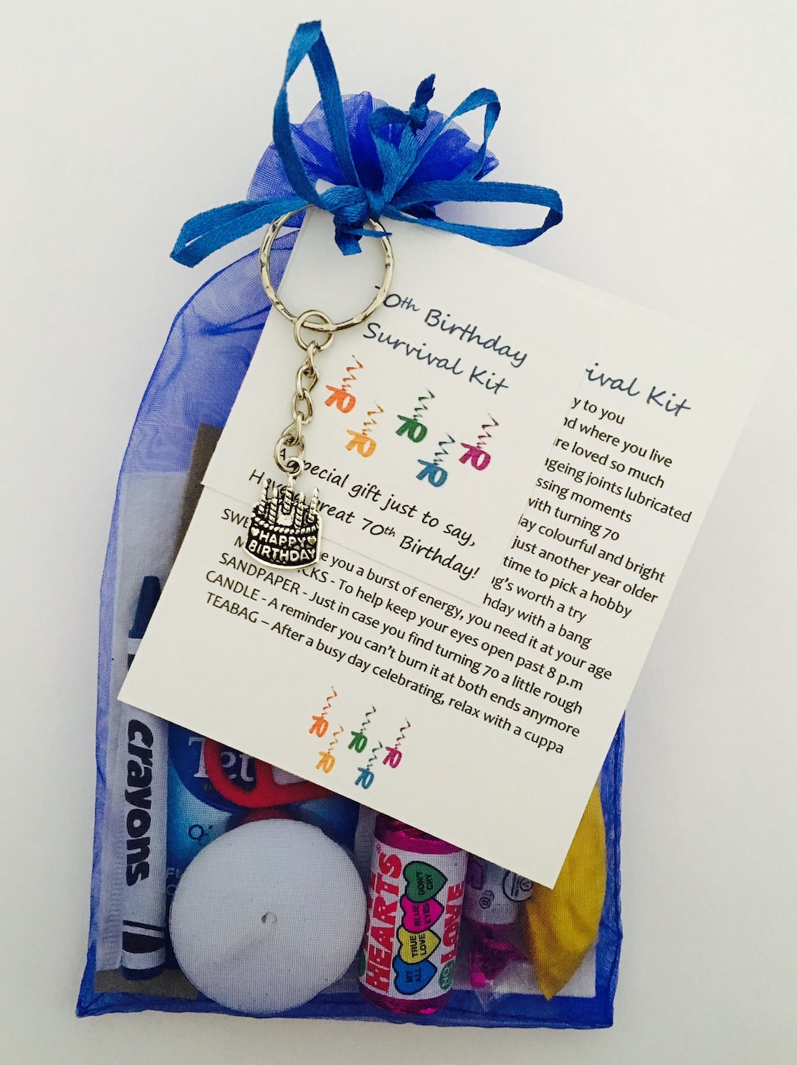70th Birthday Survival Kit With Keyring Choose From Lilac or  Etsy