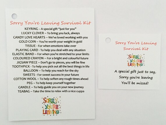 Sorry You/'re Leaving Survival Kit A Unique Fun Novelty Gift /& Keepsake !