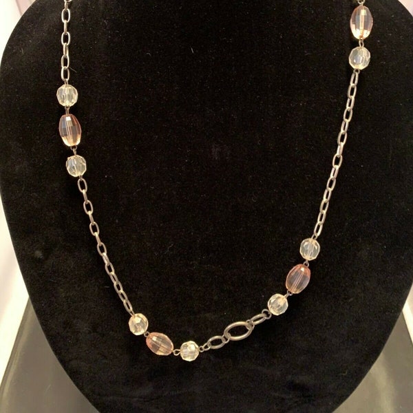 Anne Klein Clear Pink Blush Beaded Necklace Earring Set Nickel Safe