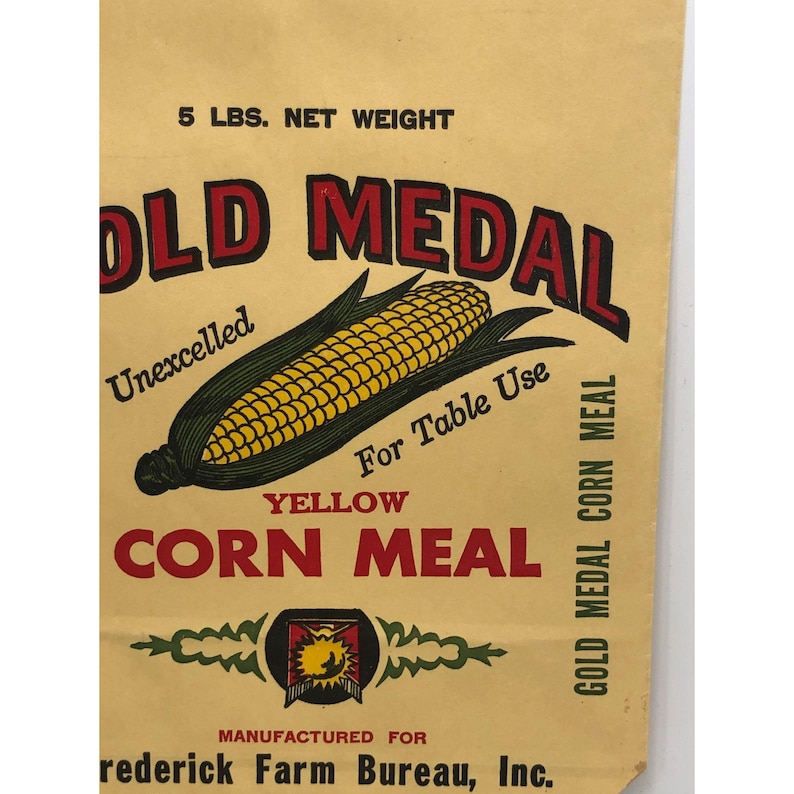 Gold Medal Yellow Corn Meal 5 Lb. Paper Sack Bag Frederick Farm Bureau
