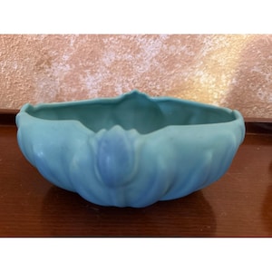 Vintage Van Briggle Arts & Crafts Pottery Tulip Pottery Ceramic Bowl Turquoise