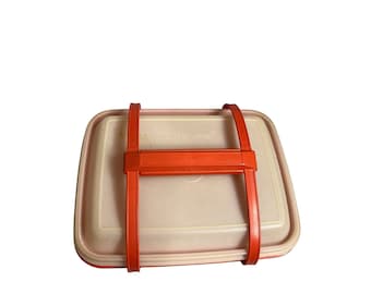 Vintage Tupperware Pack N Carry Lunch Box With Attached Handle and Lid #1254