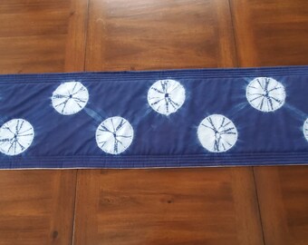 Shibori Table Runner, Indigo Table Runner, Hand Dyed, Shibori Dyed Table Runner, Shibori Table Decor, Dining Table Decor, Boho Table Runner