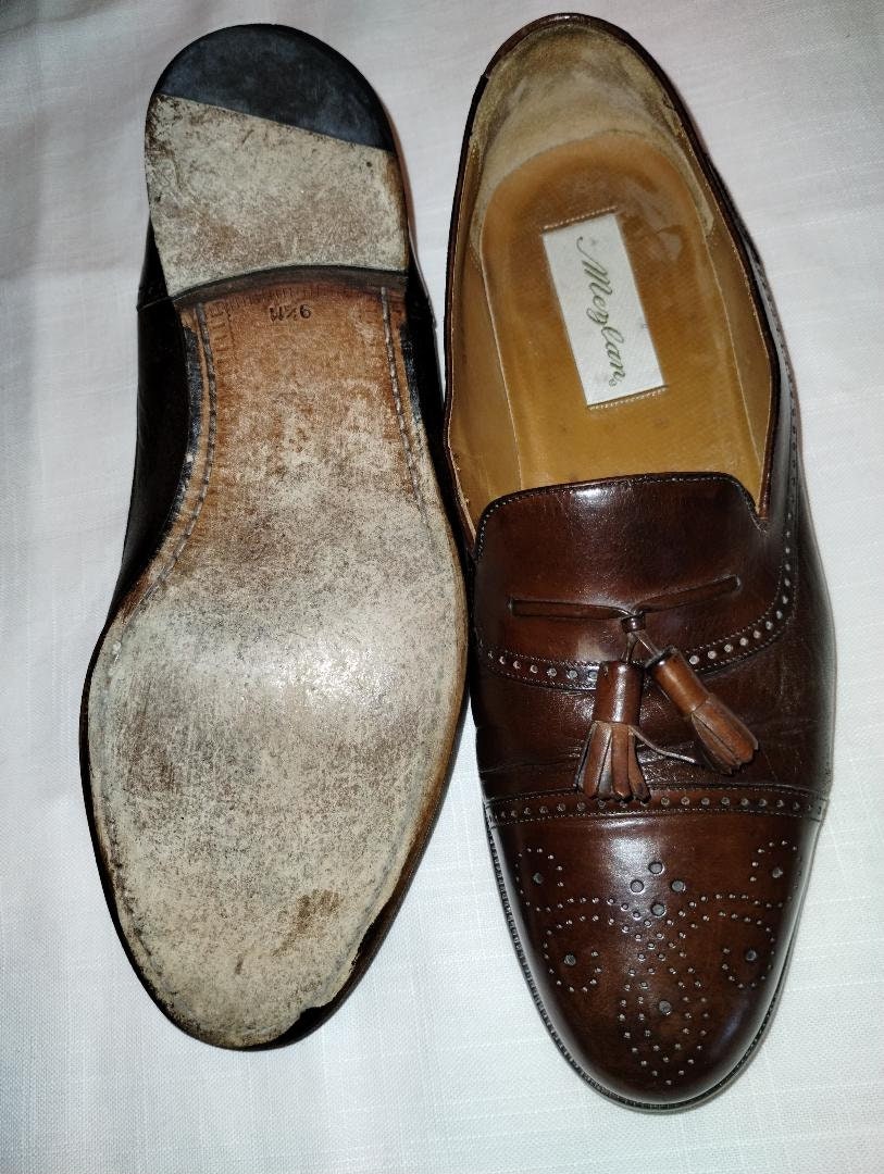 Vintage Mezlan Havana Tasseled Cap Toe Slip-on Loafers Sz  display picture 2