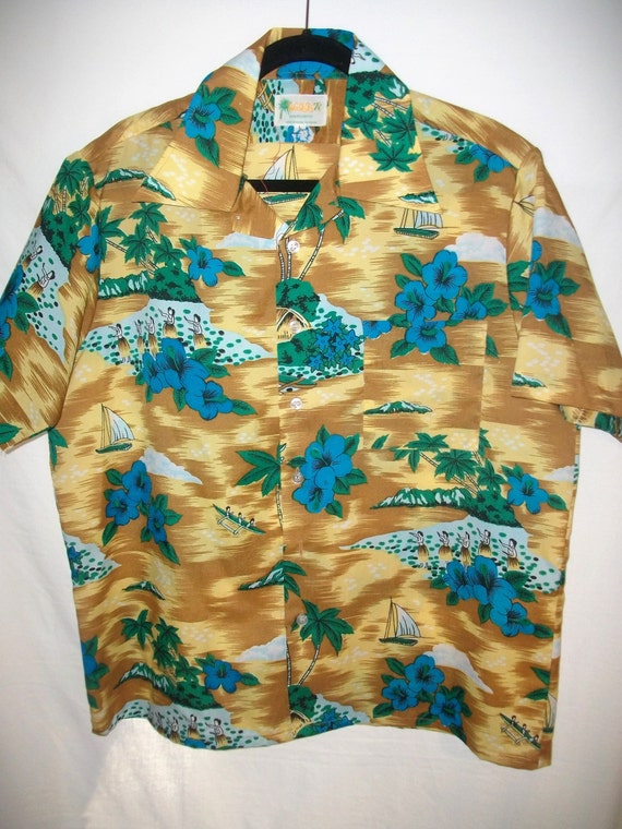 Vintage 60's Waikiki 76 Hawaiian Shirt Sz L