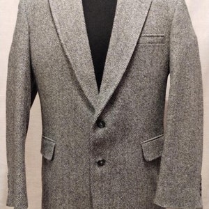 Vintage 70&#39;s Lands End Mod Herringbone Tweed 2 Button Blazer Sz 42L