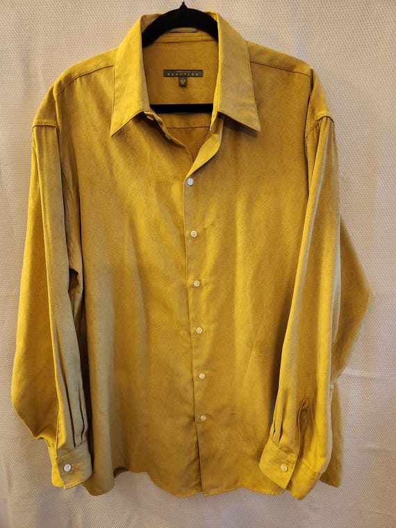 Vintage 80's Kenneth Cole Reaction Ultra Suede Mustard Colored Shirt Sz XL.  - Etsy