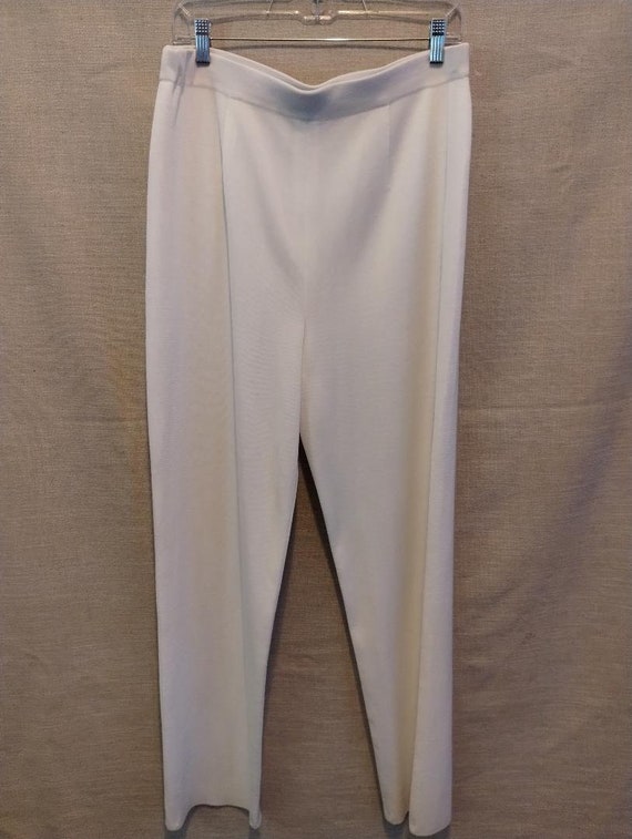 Vintage Exclusively Misook White Knit Pants Sz XL - image 1