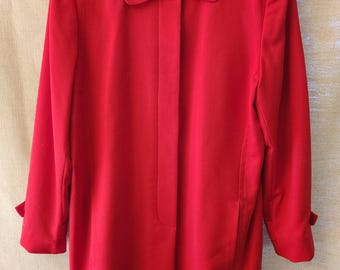Rare Vintage 70's Pendleton 100% Wool Women's Red Button Front Coat Sz L.
