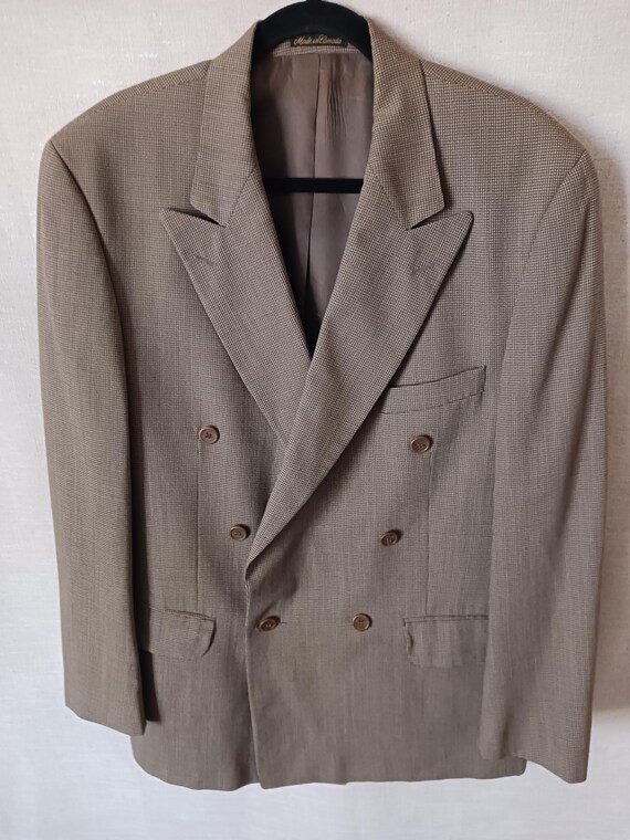 Vintage Bachrach 100 Wool Mini Houndstooth Double Breast Blazer Sz 44R. Etsy