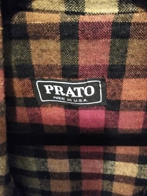 Vintage Prato 100% Wool Plaid Open Front Jacket - image 3
