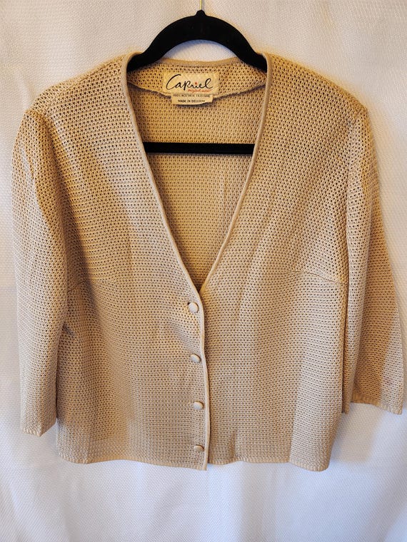 Vintage Capriel Button Front Knit Net Cardigan Sz… - image 1