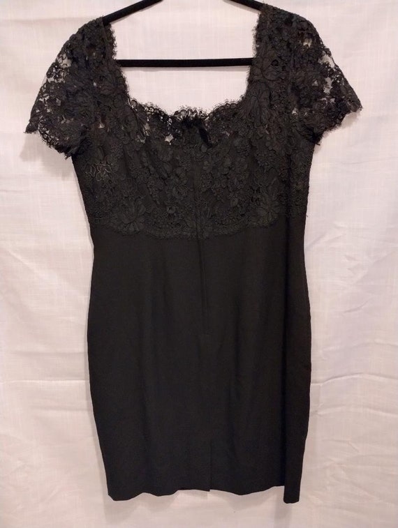 carmen marc valvo lace dress Vintage Carmen Marc Valvo Lace Cap Sleeve Dress Sz 14