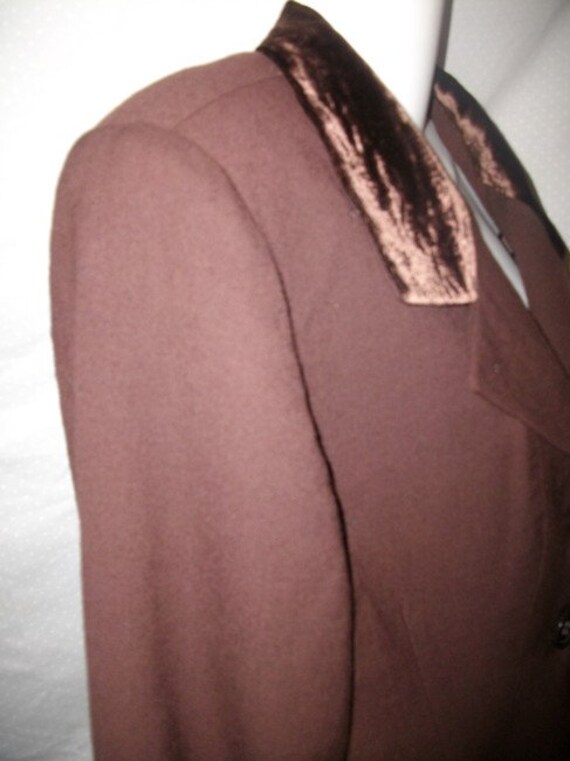 Christian Dior Brown Vintage Velvet Trimmed Wool … - image 2