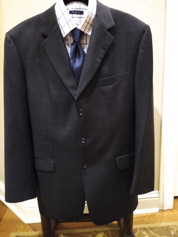 Vintage Burberry London 100% Wool Glen Plaid Blazer Sz 42L
