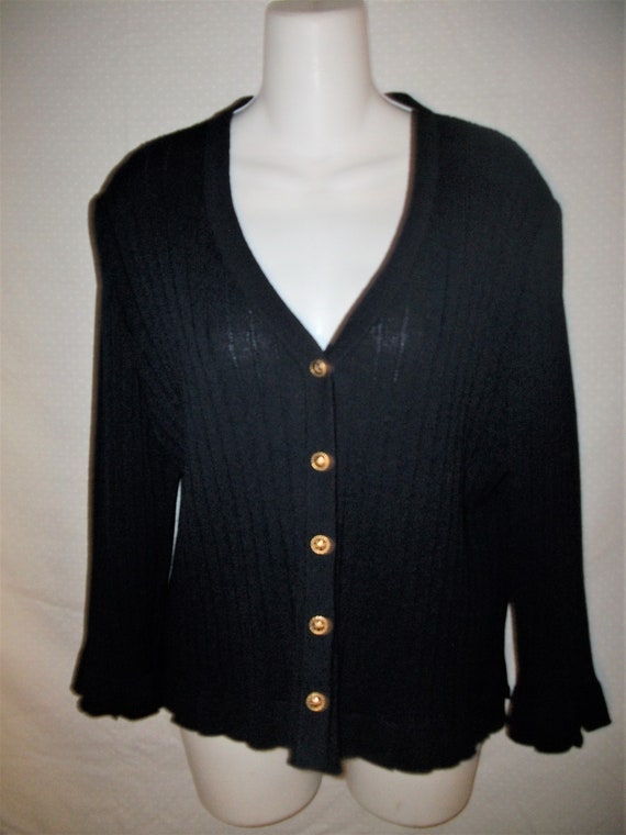Vintage St. John Wide Ribbed Button Front Knit Ca… - image 1