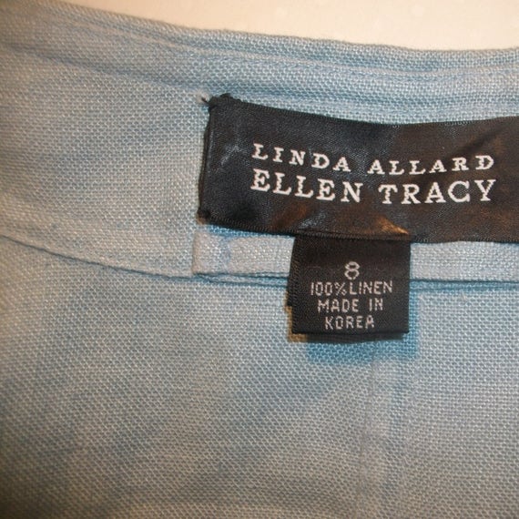 Vintage 90's Ellen Tracy Light Blue 100% Linen Wo… - image 4