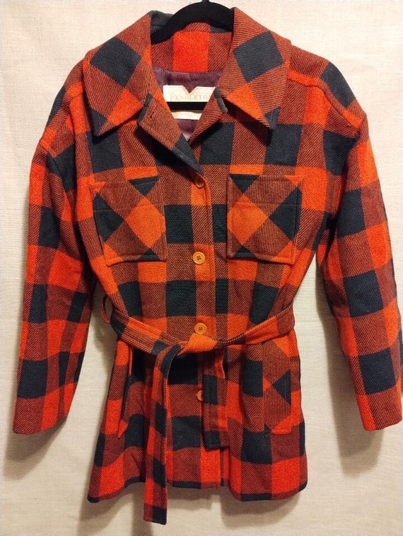 Rare Vintage 70's Pendleton 100% Plaid Jacket Sz M