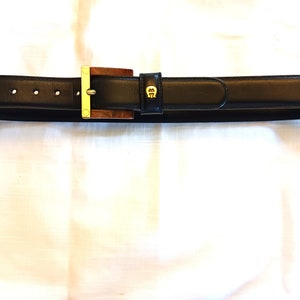 Etienne AIGNER Leather Belt With a Brass Buckle Size XL Black VTG Etienne Aigner Leather Belt With Bridle Accents And  main image 3