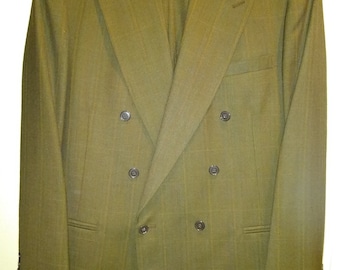 Vintage 90's NWOT Backrach  Classic Double Breast Glen Plaid Suit  Size: 44L