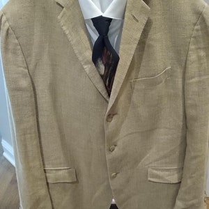 Vintage Polo Ralph Lauen Silk/Flax Textured 3 Button Blazer Sz 46L.