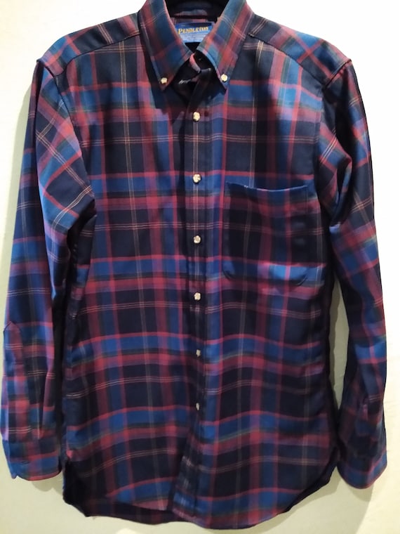 Vintage Sir Pendleton 100% Wool Plaid Shirt Sz S - image 1