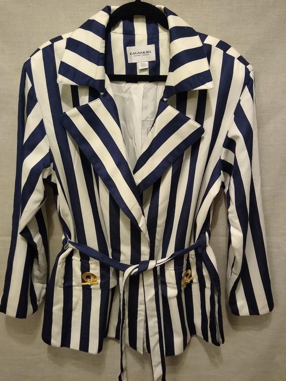 Vintage Emanuel Ungaro Nautical Style Blazer Sz 12 - image 1