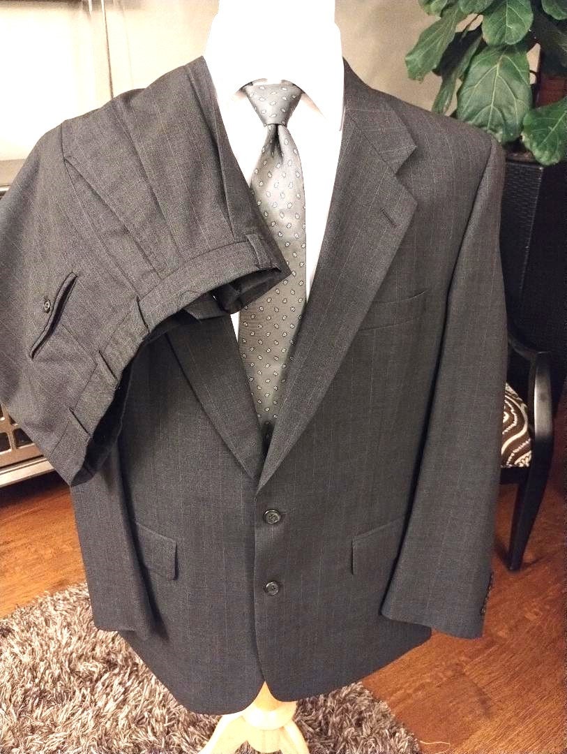 Vintage 90's Burberry 100% Wool 2 Button Pinstripe Suit Sz 46 - Etsy