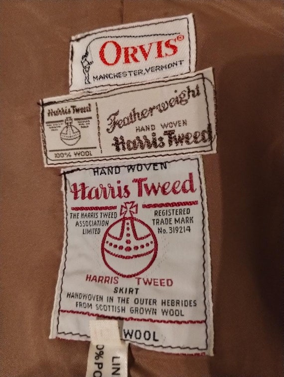Rare Vintage Harris 100% Wool Handwoven Herringbo… - image 3