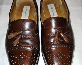 Vintage Mezlan Havana Tasseled Cap Toe Slip-On Loafers Sz 9.5M