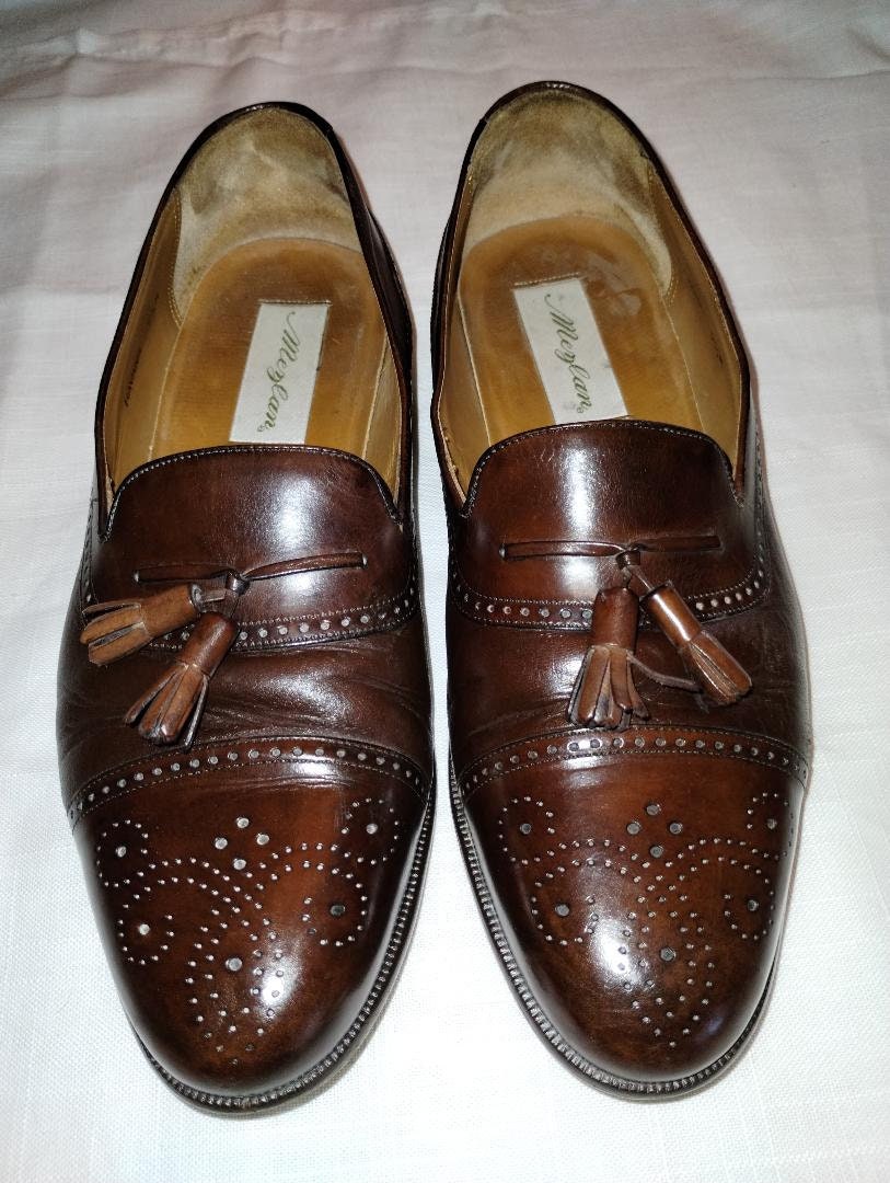 Vintage Mezlan Havana Tasseled Cap Toe Slip-on Loafers Sz  display picture 2