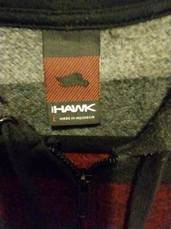 Hawk Zip Front Striped Hooded Sweatshirt Sz L - image 3