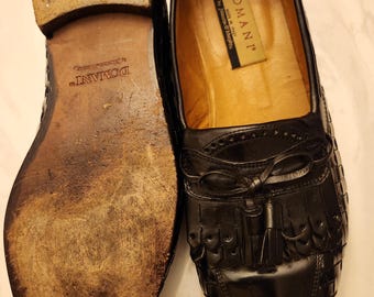 Vintage Domani Johnston & Murphy Leather Slip on Tassel Loafers Size 8 1/2 Johnston & Murphy Domani tassel loafers 8M Made in Italy  main image 4