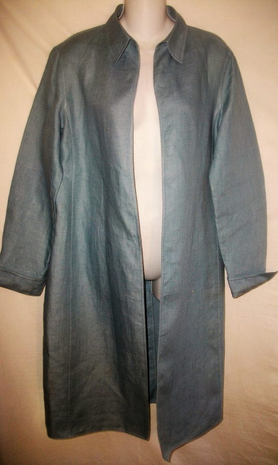 Vintage 90's Ellen Tracy Light Blue 100% Linen Wo… - image 1